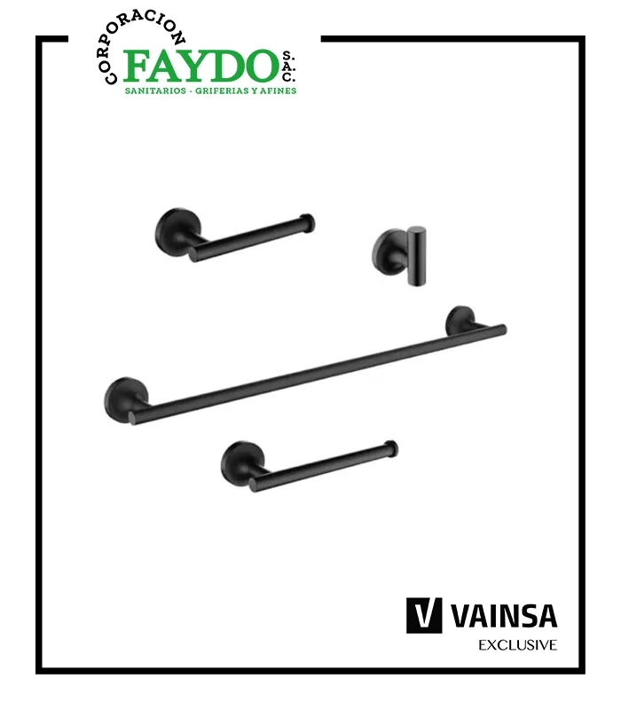 Kit De Accesorios Para Baño Romantik Black Vainsa