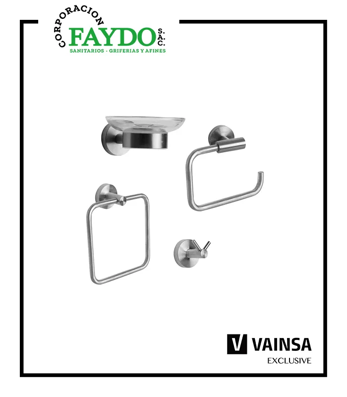 Kit De Accesorios Baño 4 Piezas Steel Vainsa