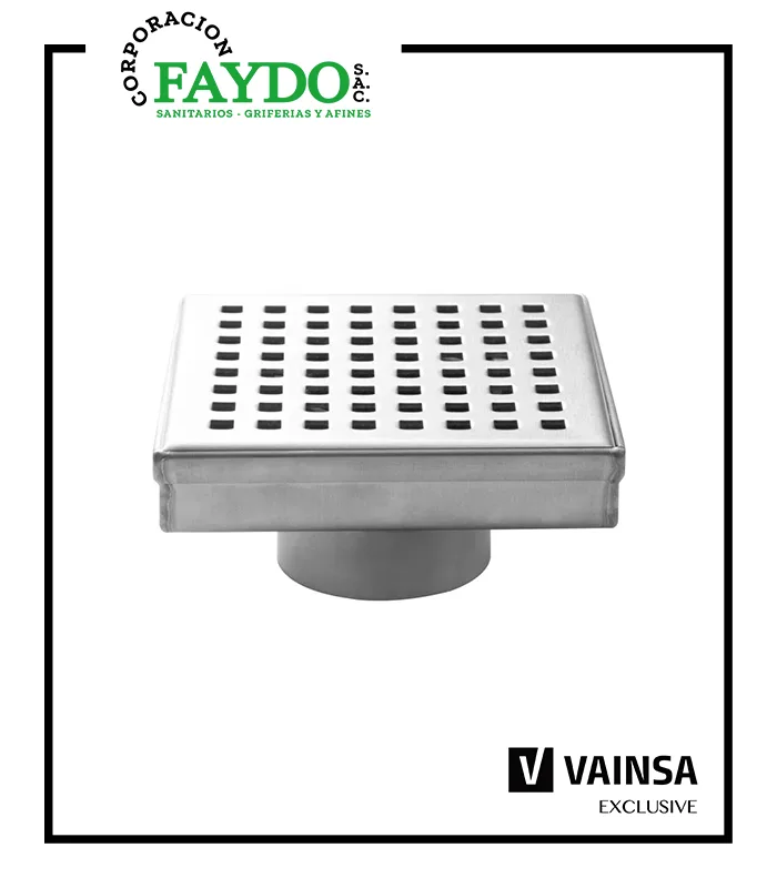 Sumidero Decorativo Cuadrado De 4″ Acero Inoxidable Vainsa