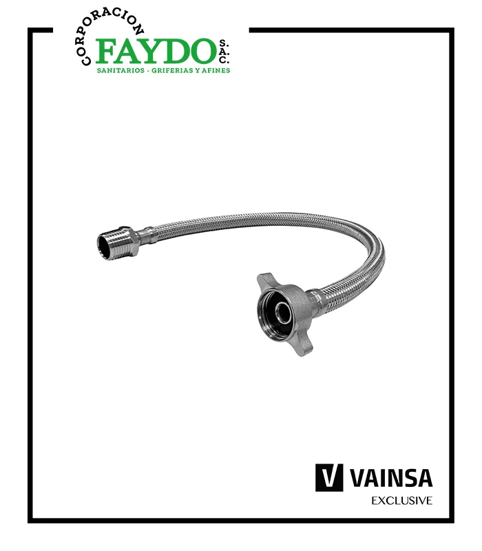 Tubo De Abasto Para Lavatorio 40Cm Con Hilo De Acero Inoxidable Reforzado Con Nylon Vainsa