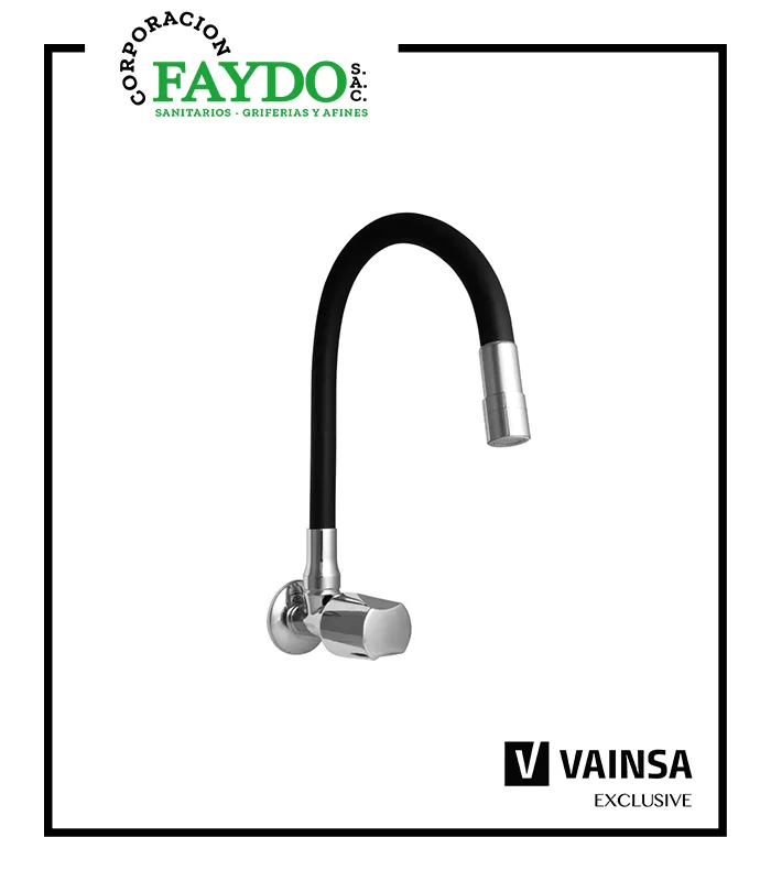Llave Para Lavadero A La Pared Pico Flexible Negro Avante Vainsa