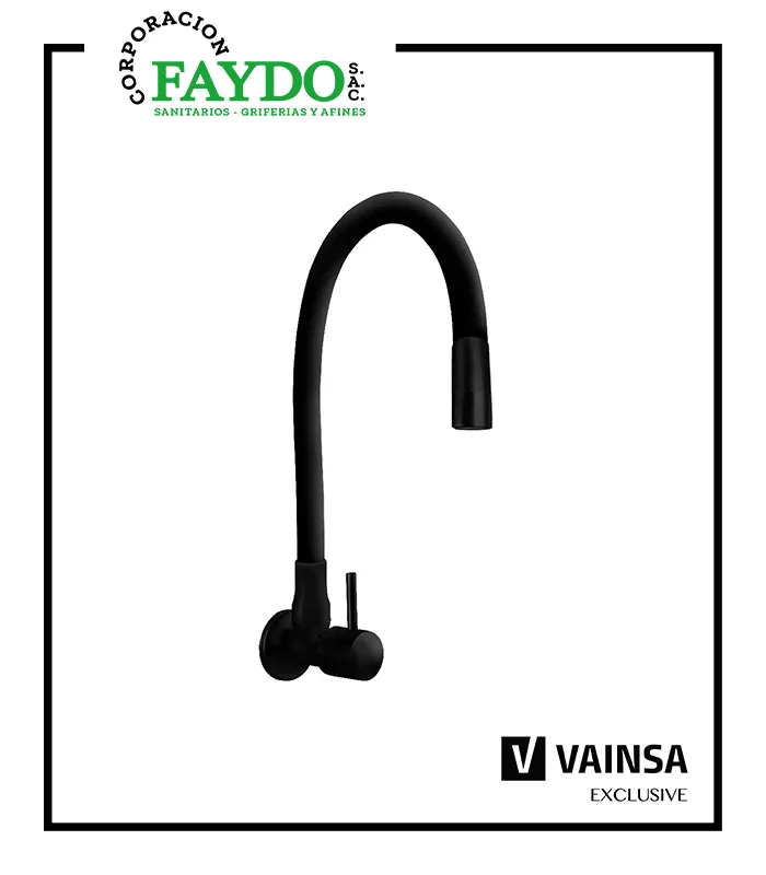 Llave De Lavadero Pico Flexible Negro Bali Black Vainsa