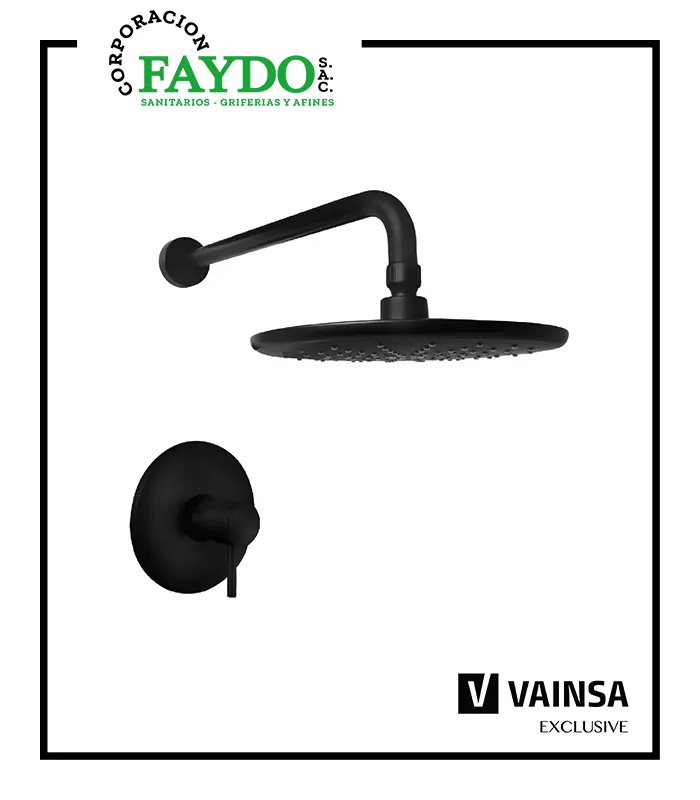 Mezcladora De Ducha Monocomando Con Salida Española Bali Black Vainsa