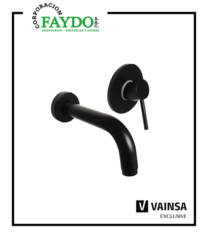 Monocomando Para Lavatorio A La Pared Lever Black Vainsa