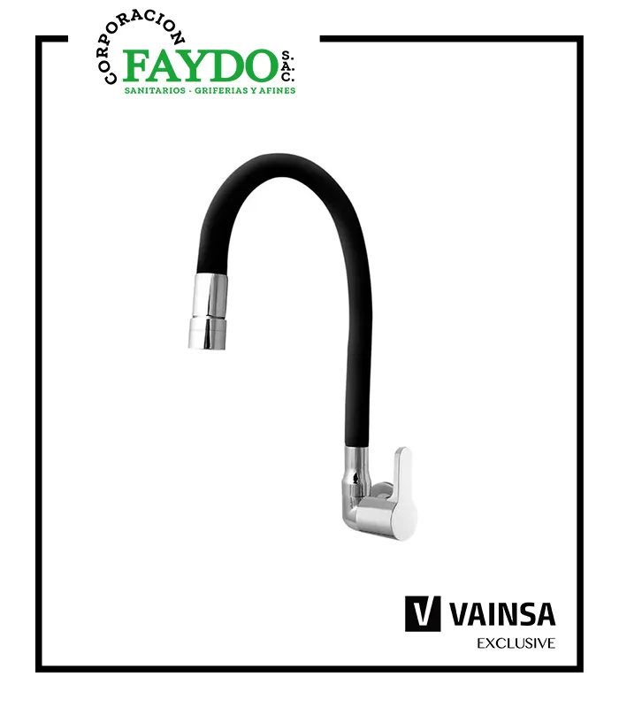 Llave Para Lavadero A La Pared Pico Flexible Negro Maui Vainsa