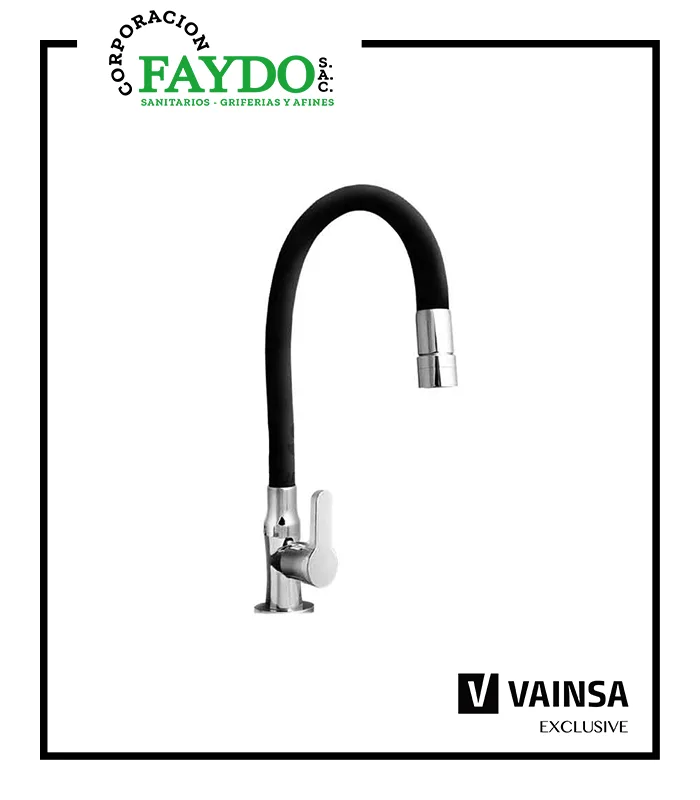 Llave Para Lavadero Al Mueble Pico Flexible Negro Maui Vainsa