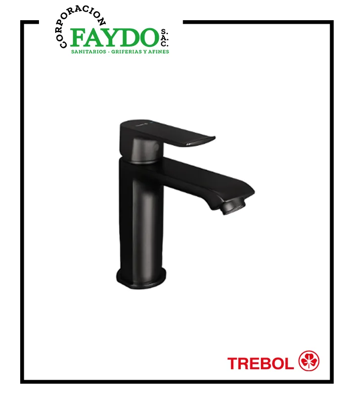 Mezcladora Lavatorio Monocomando Pico Bajo Cambria Noir Trebol