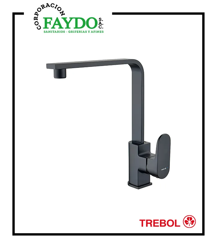 Mezcladora Cocina Monocomando Negro Mate Oxford Trebol