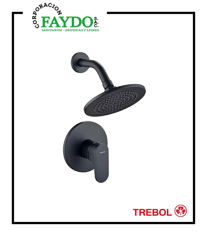 Mezcladora Ducha Monocomando Negro Mate Oxford Trebol
