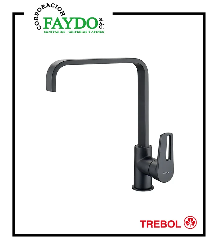 Mezcladora Cocina Monocomando Negro Mate Tempra Trebol
