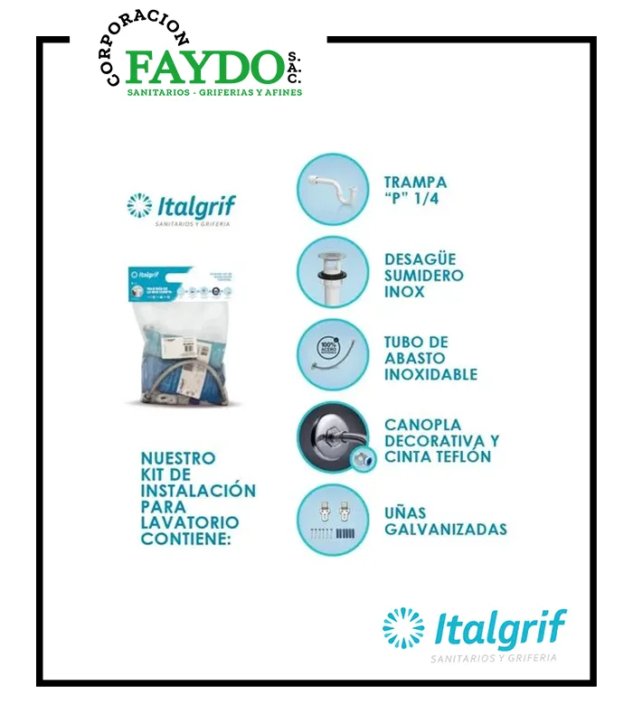 Kit De Instalacion Para Lavatorio Italgrif