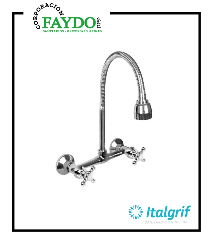Mezcladora Para Lavadero A La Pared Con Pico Flexible Acapulco Italgrif