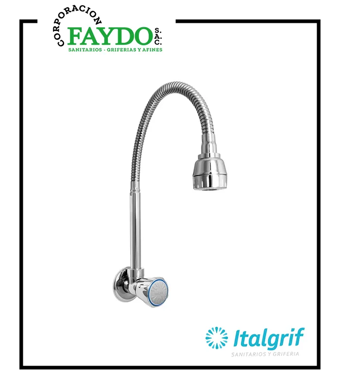 Llave Para Lavadero A La Pared Con Pico Flexible Baru Italgrif