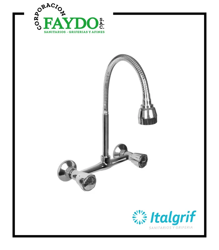 Mezcladora Para Lavadero A La Pared Con Pico Flexible Baru Italgrif